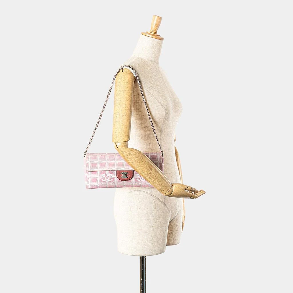 Chanel Chanel Pink Nylon New Travel Line East West Flap Bag 17