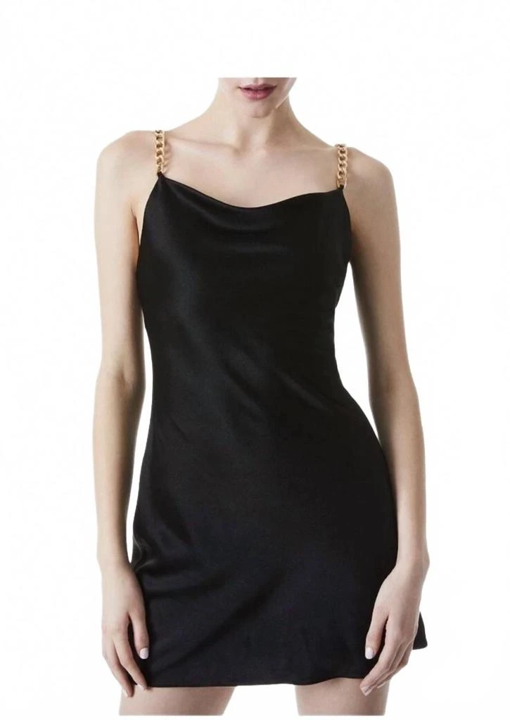 Alice + Olivia Harmony Chain Strap Slip Dress In Black 2