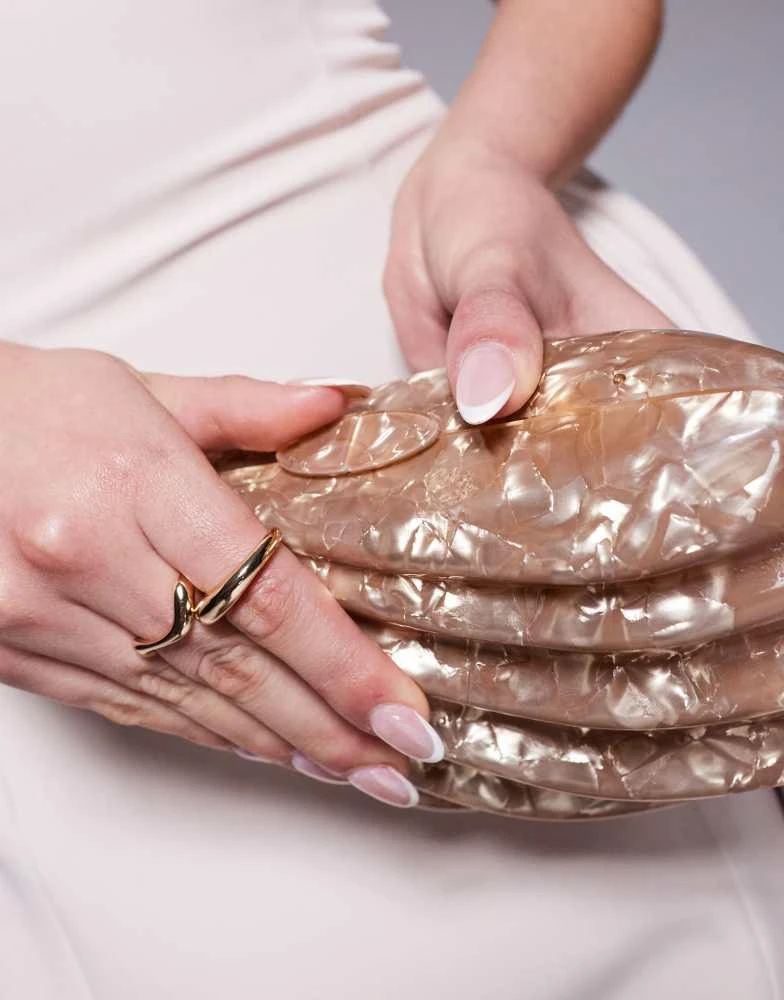 River Island River Island shell clutch bag in brown 2