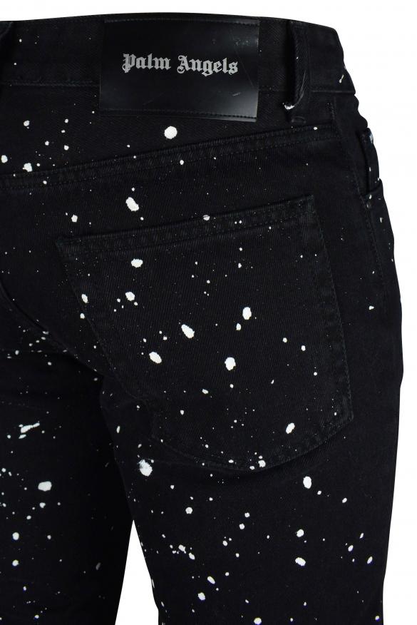 Palm Angels Men's luxury jeans palm angels black jeans with paint stain effects