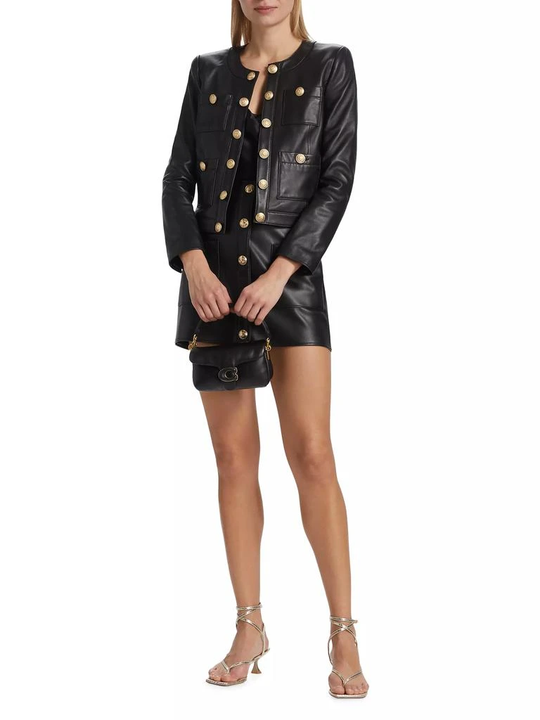 L'Agence Jayde Collarless Leather Jacket 2