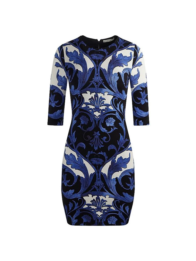 alice olivia delora fitted dress Alice + Olivia Fitted Midi Dress Delora Leopard Print Stretch Jersey Size 6  NEW main image 1