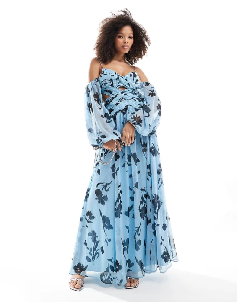Shop ASOS DESIGN lace insert ruched maxi dress with cut out in blue based  floral print on Sale at BeyondStyle  Get 70% Off ASOS DESIGN lace insert  ruched maxi dress with