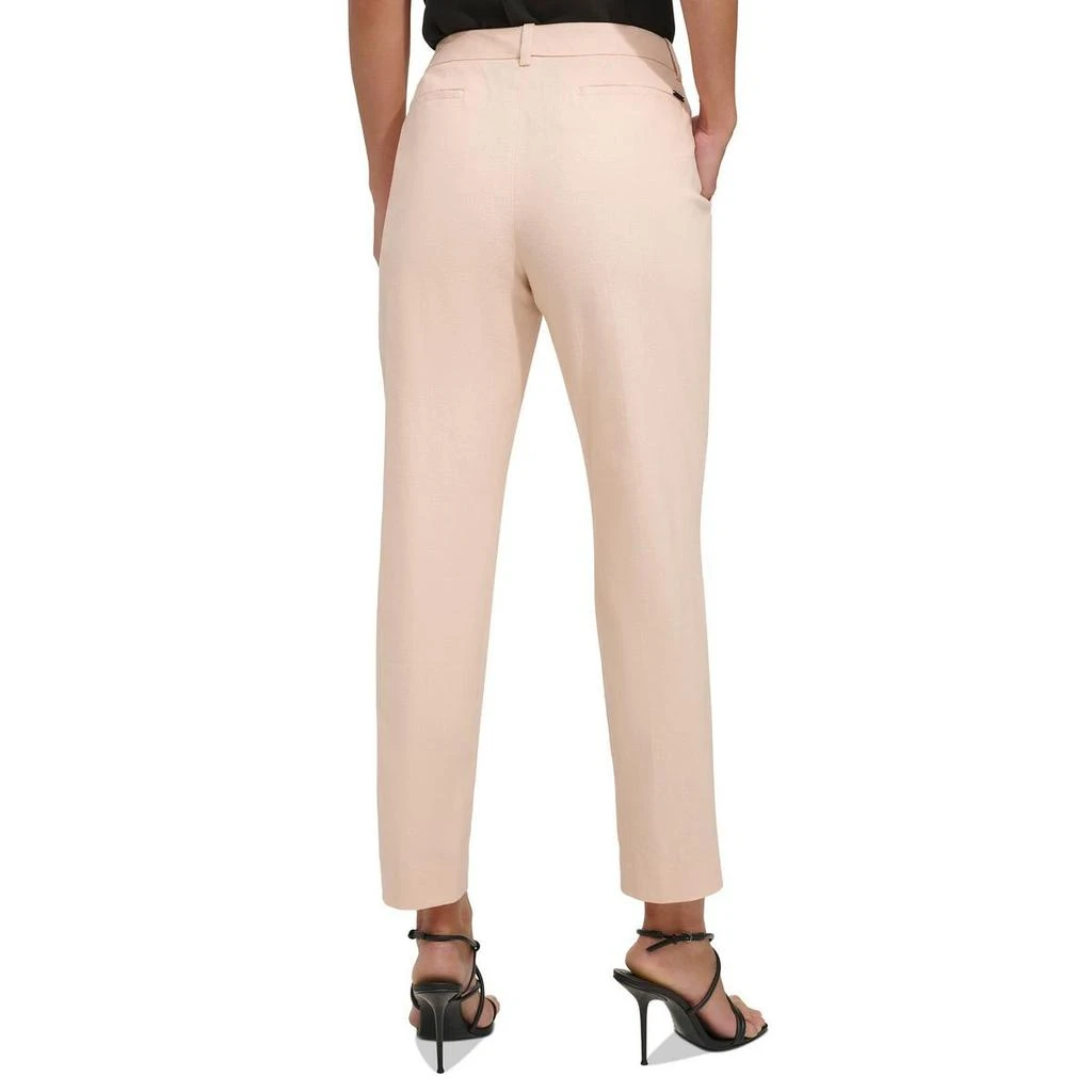 DKNY Womens Linen Ultra High Rise Straight Leg Pants 2