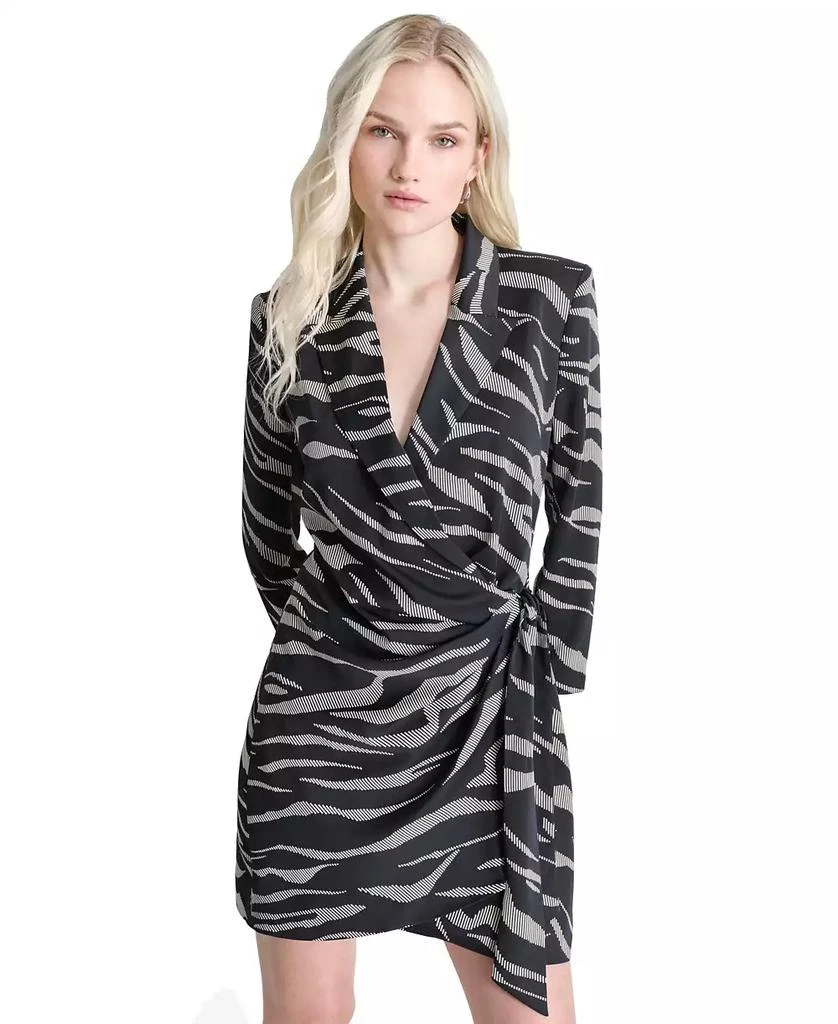 DKNY Women's Animal-Print Blazer Wrap Dress 4