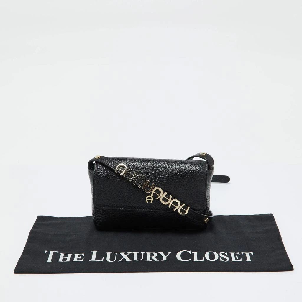 Aigner Aigner Black Leather Flap Crossbody Bag 11