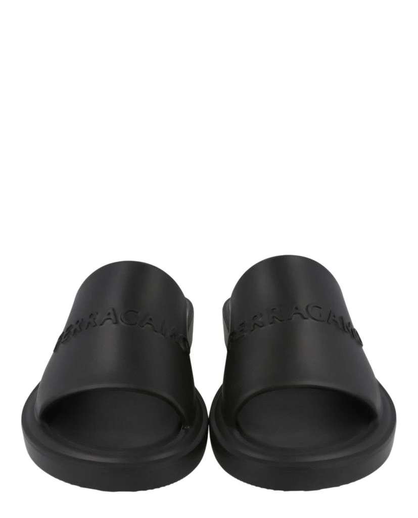 Salvatore Ferragamo Black  Embossed Slides Giuneva Logo Embossed Slides – On Sale Now with Up to 72  main image 3
