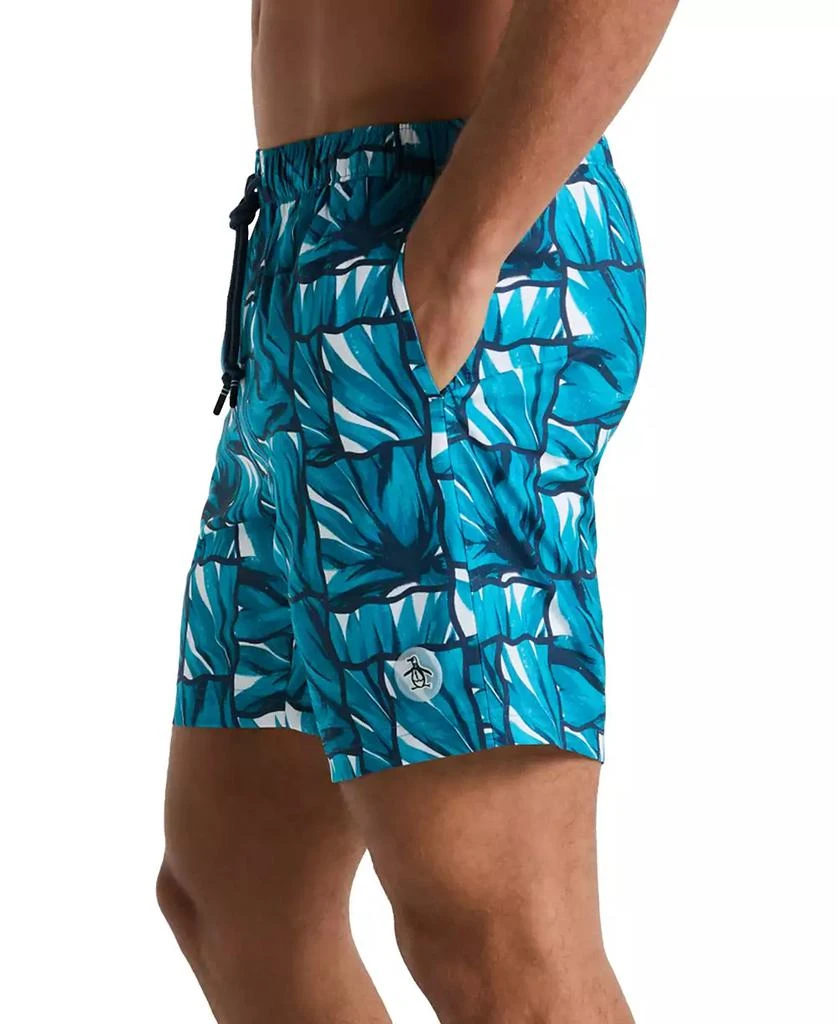 Original Penguin Men's Agave-Print Tile Swim Shorts 3