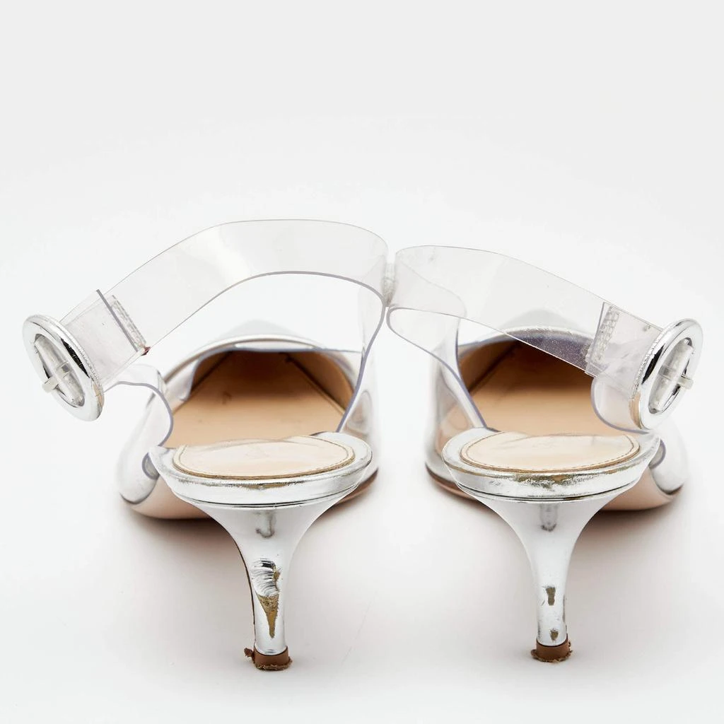 Gianvito Rossi Gianvito Rossi Silver Leather and PVC Slingback Pumps Size 40 5