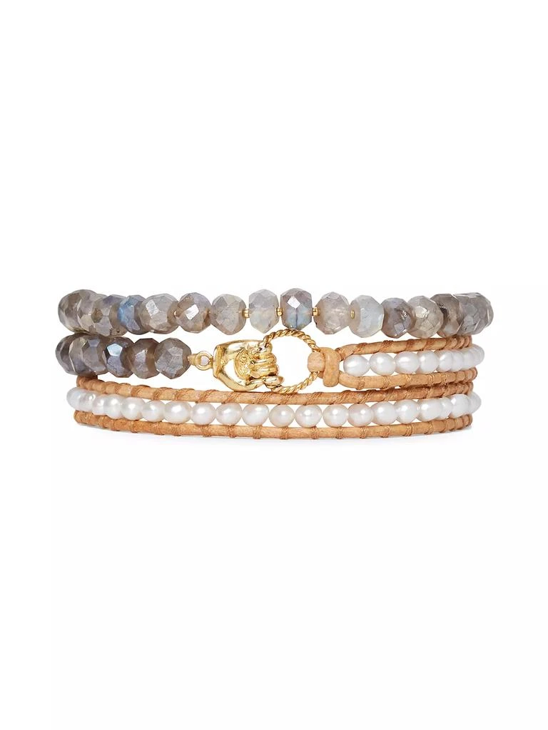 Chan Luu 18K-Gold-Plated &amp; Multi-Gemstone Beaded Wrap Bracelet 1