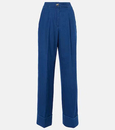 Valentino High-rise pleated wide-leg jeans 1