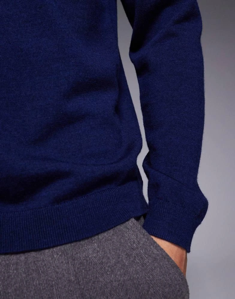 ASOS ASOS DESIGN knitted long sleeve pure merino wool crew neck in navy 5
