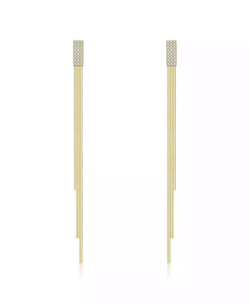 Rachel Glauber Brilliant 14K Gold Plated CZ Linear Drop Earrings 3