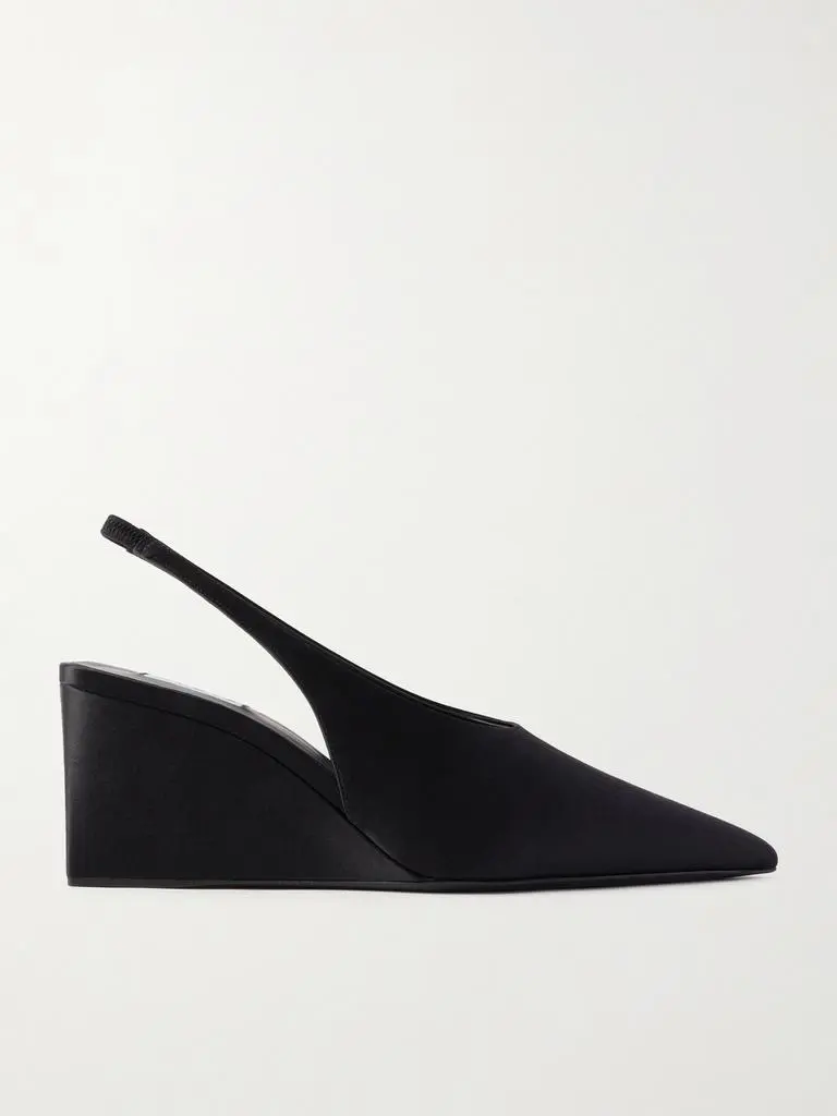 Alaïa Cube 75 Satin Slingback Wedge Pumps - IT35