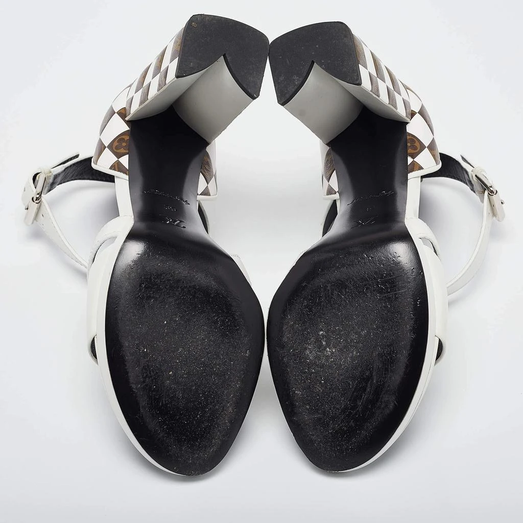 Louis Vuitton Louis Vuitton White/Brown Monogram Canvas and Leather Ankle Strap Sandals Size 39 6