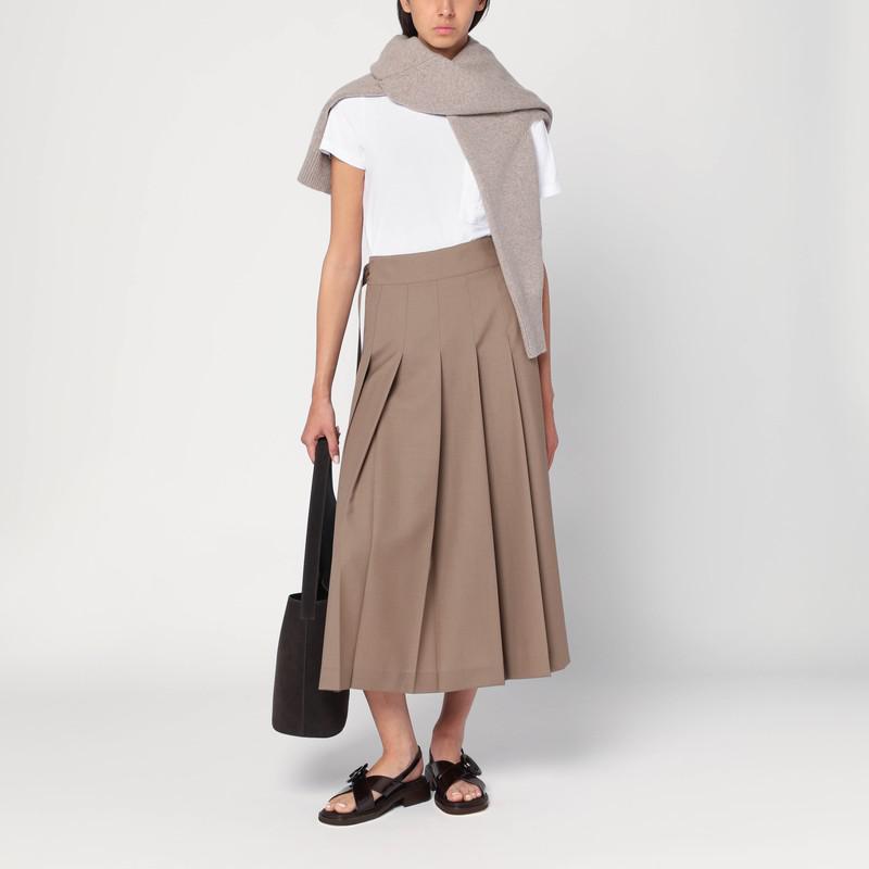 Róhe Pleated midi skirt in khaki