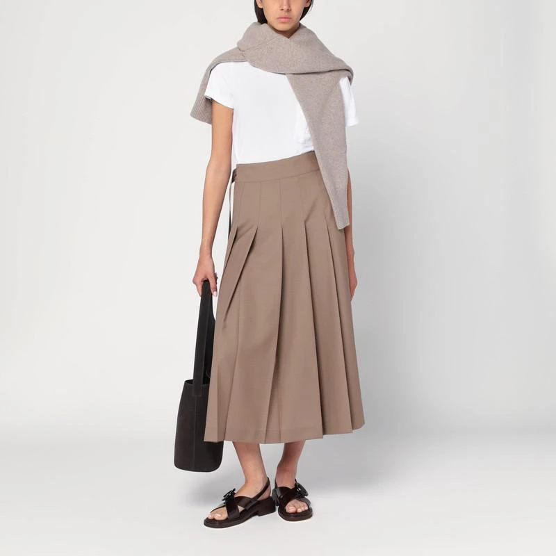 Róhe Pleated midi skirt in khaki 2