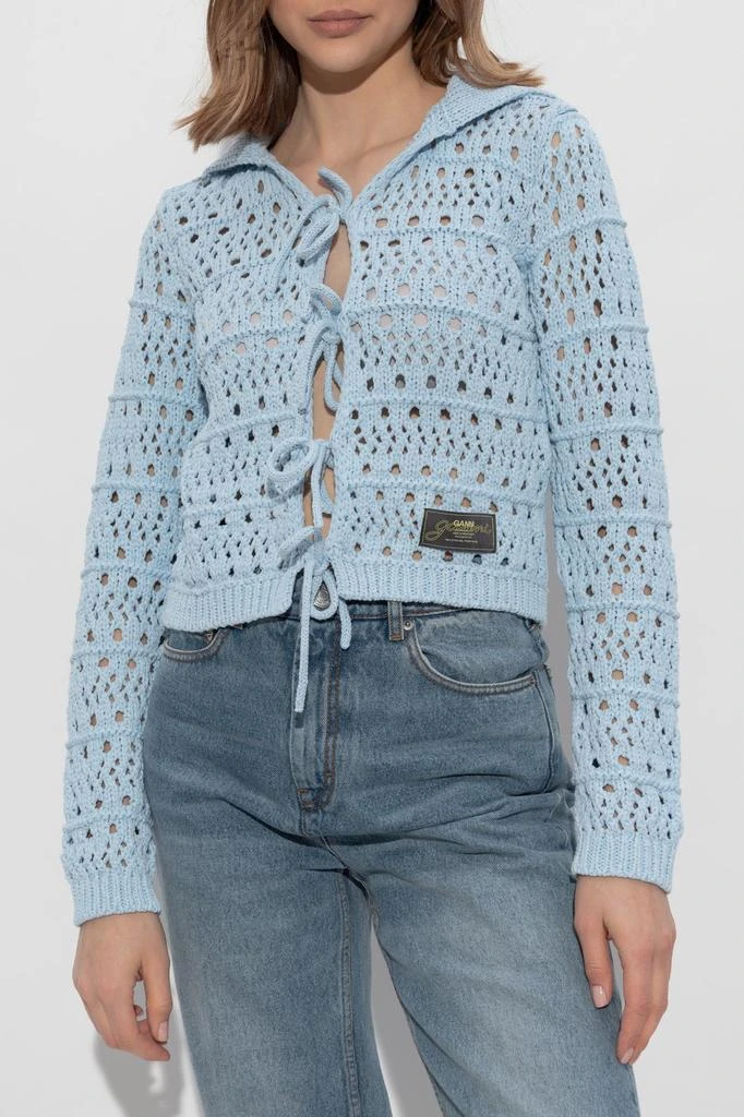 Ganni Ganni Cardigan With Logo Patch 3
