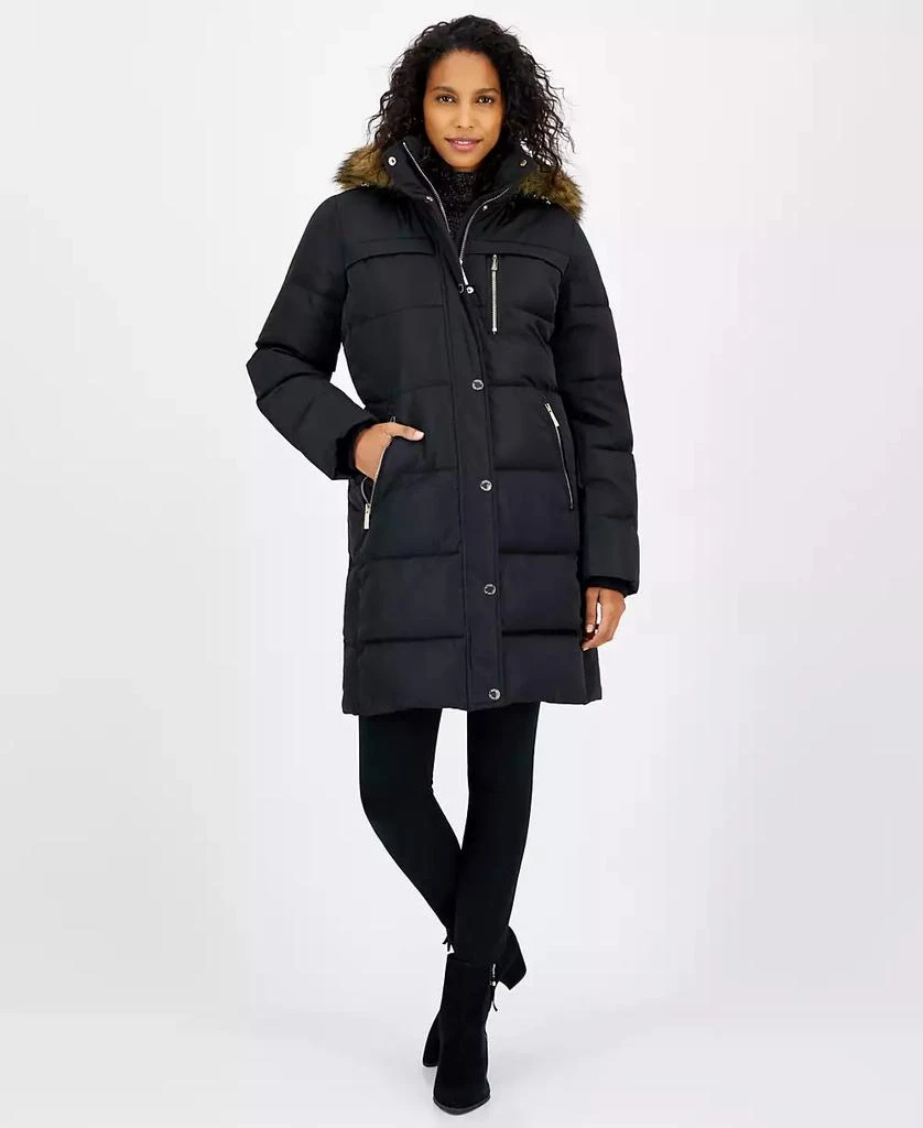 Michael Kors Women's Faux-Fur-Trim Hooded Puffer Coat, Created for Macy's 1