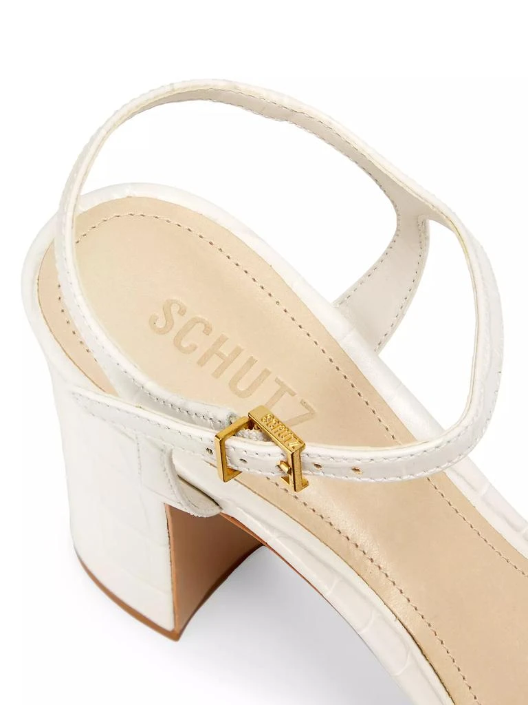 Schutz Keefa 100MM Crocodile-Embossed Leather Platform Sandals 5
