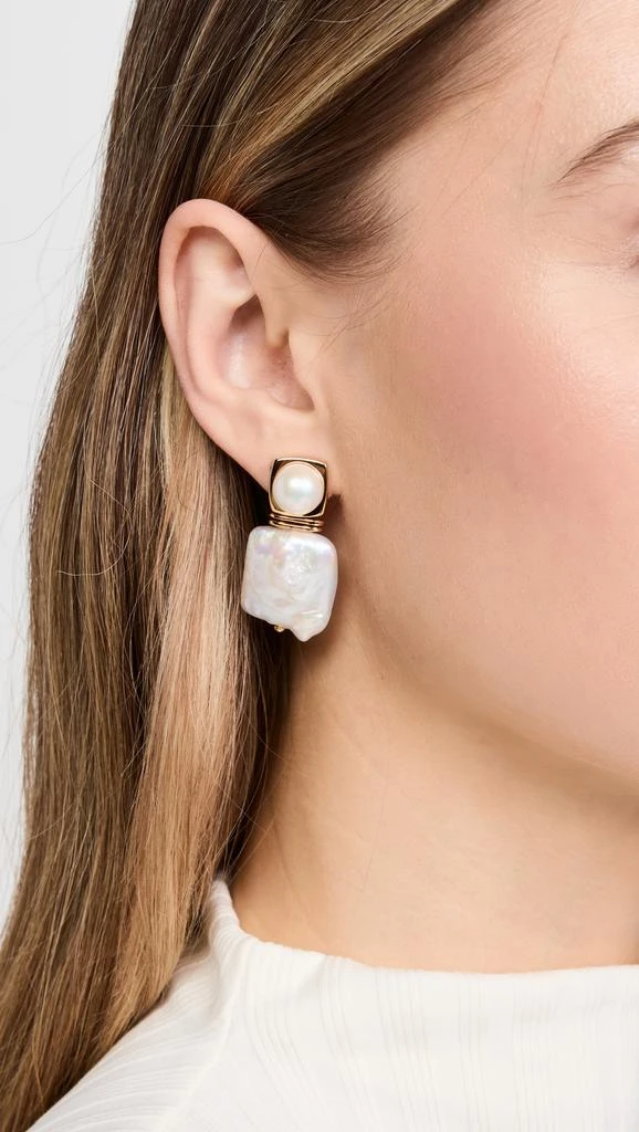 Missoma Square Statement Pearl Stud Earrings 2