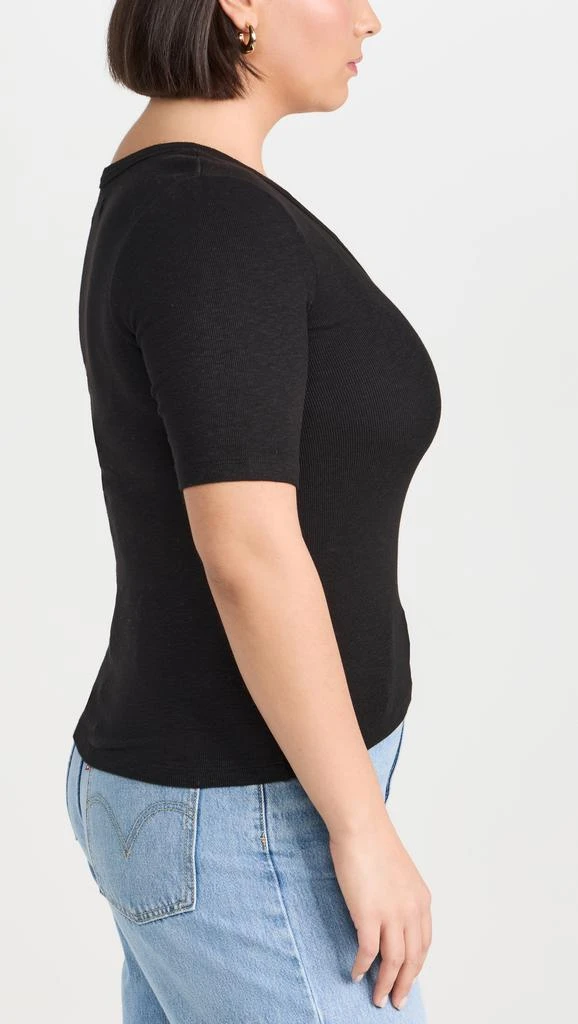 Enza Costa Textured Rib Half Sleeve Scoop Neck Tee 9