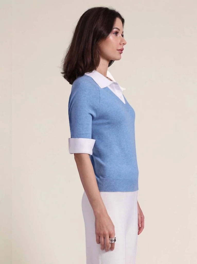 Minnie Rose Minnie Rose - Short Sleeve V-neck With Collar Top 3