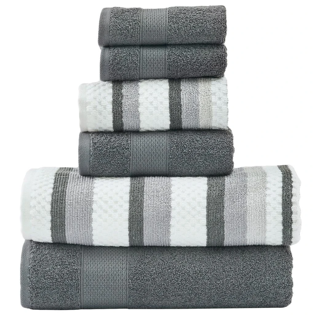 Modern Threads Pax 6-Piece Reversible Yarn Dyed Jacquard Towel Set - Bath Towels, Hand Towels, & Washcloths - Super Absorbent & Quick Dry - 100% Combed Cotton 7