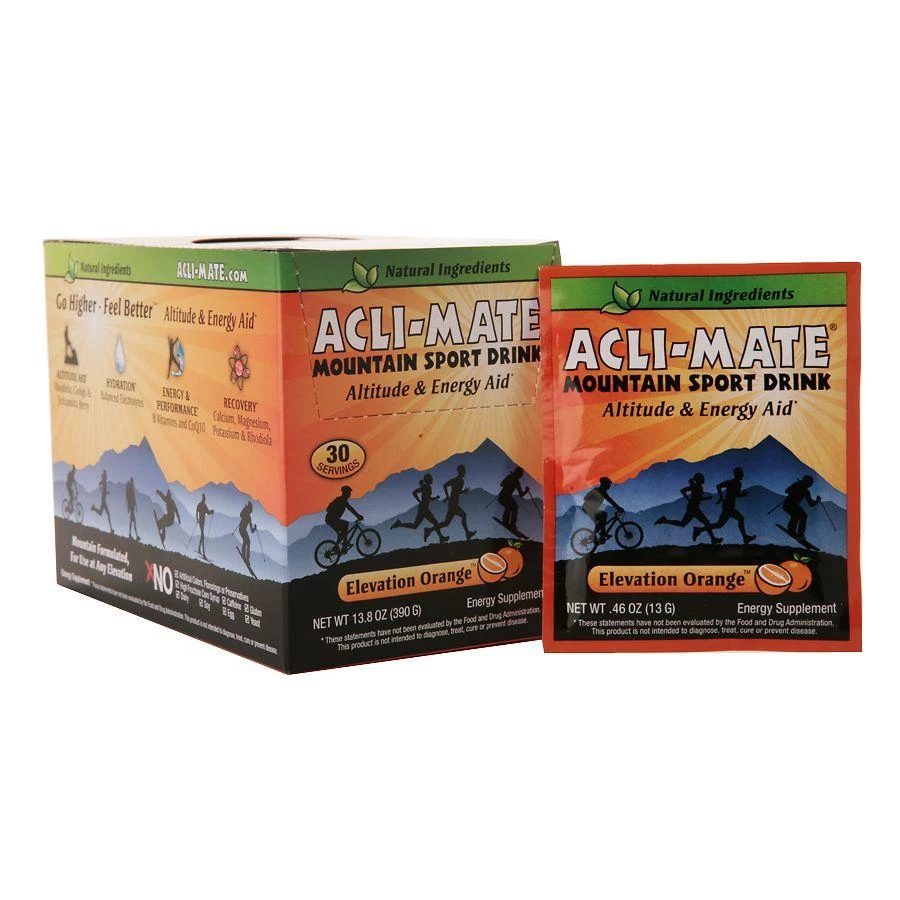 Acli-Mate Mountain Sport Drink Altitude & Energy Aid Packets Elevation Orange 1