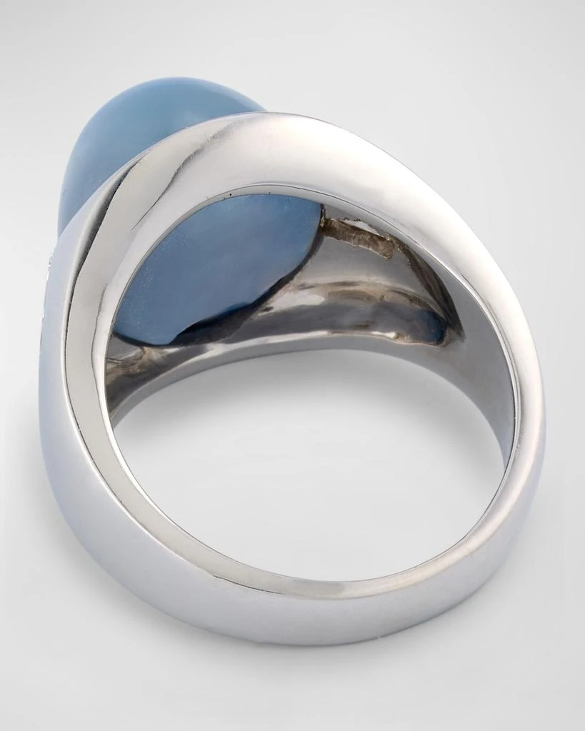 NM Estate Estate Gents 14K White Gold and Sapphire Gypsy Ring 4