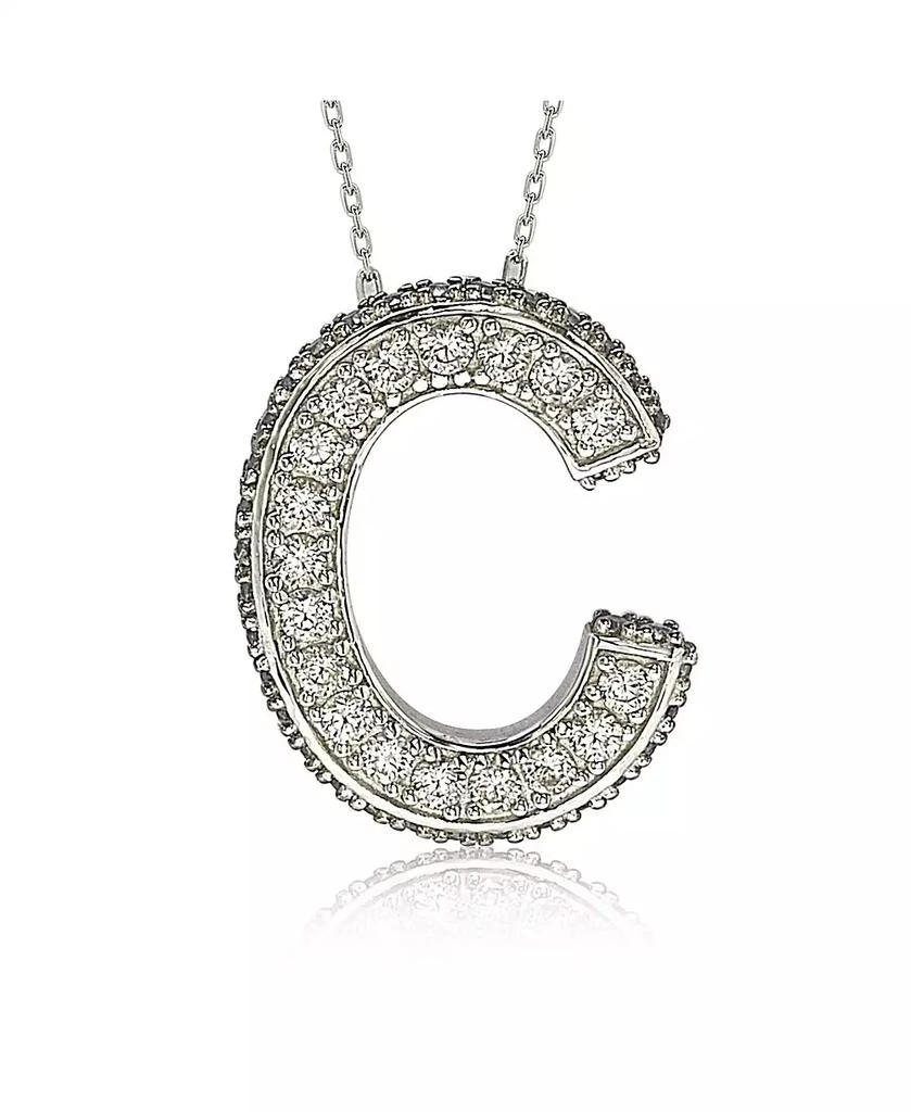 Suzy Levian New York Suzy Levian Sterling Silver Sapphire 3-D Letter "C" Initial Pendant