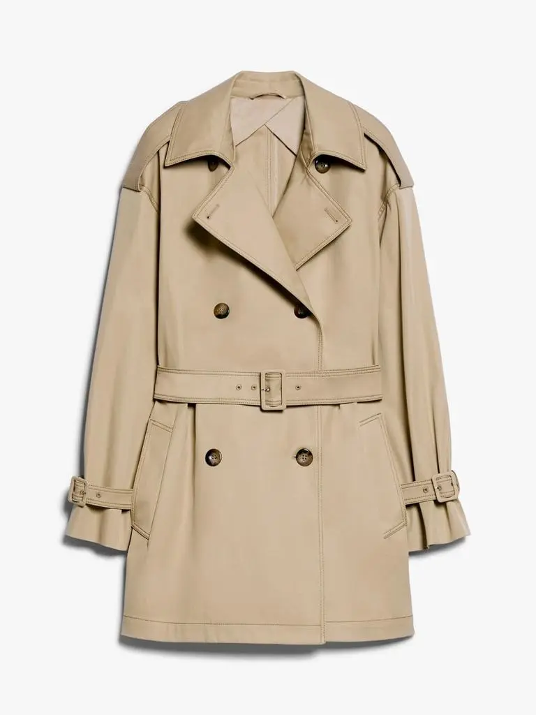 Max Mara Water-repellent gabardine short trench coat 8
