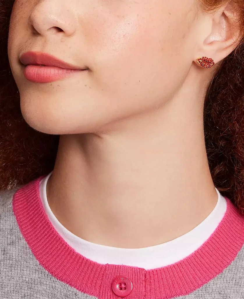 Kate Spade Gold-Tone Crystal Lip Stud Earrings 4