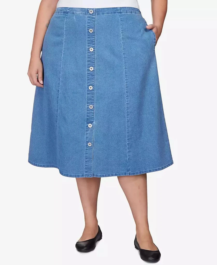 Alfred Dunner Plus Size Paneled Denim Skirt 1