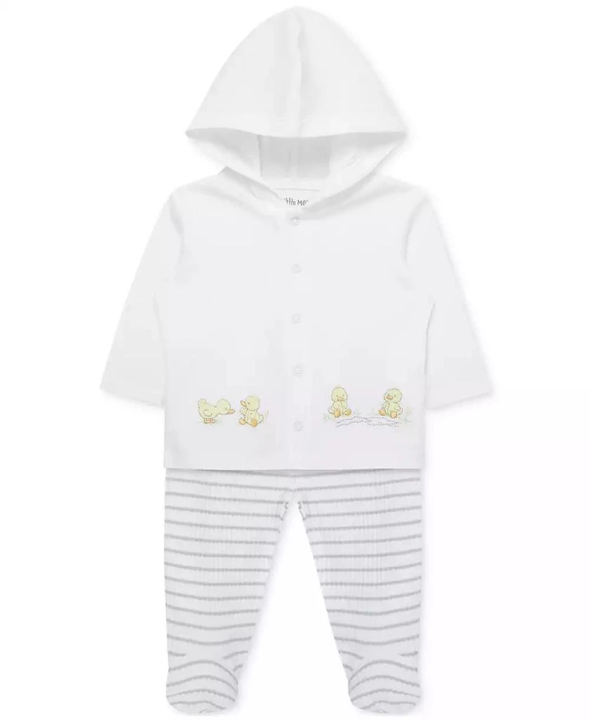 Little Me Baby Ducks Cotton Cardigan & Footed Pants, 2 Piece Set 4