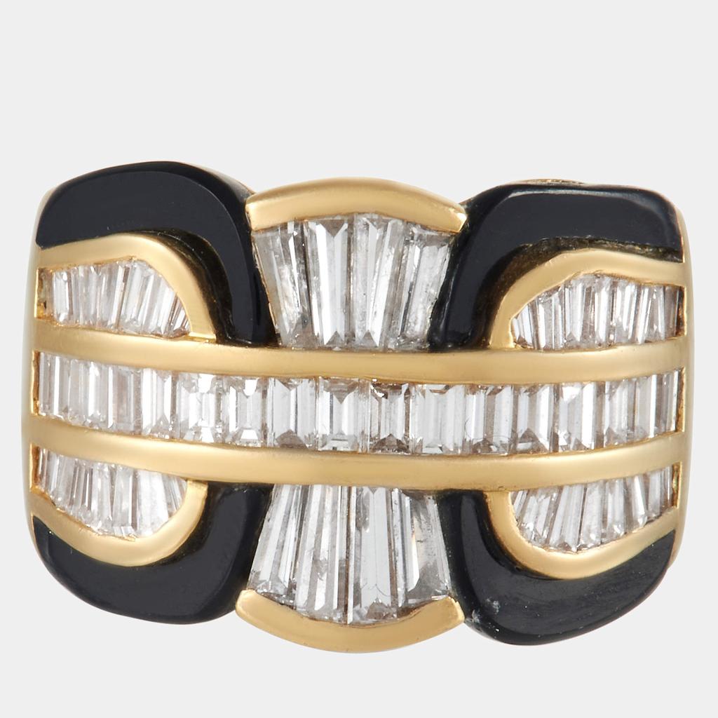 Damiani Damiani 18K Yellow Gold 2.38 ct Diamond and Onyx Ring