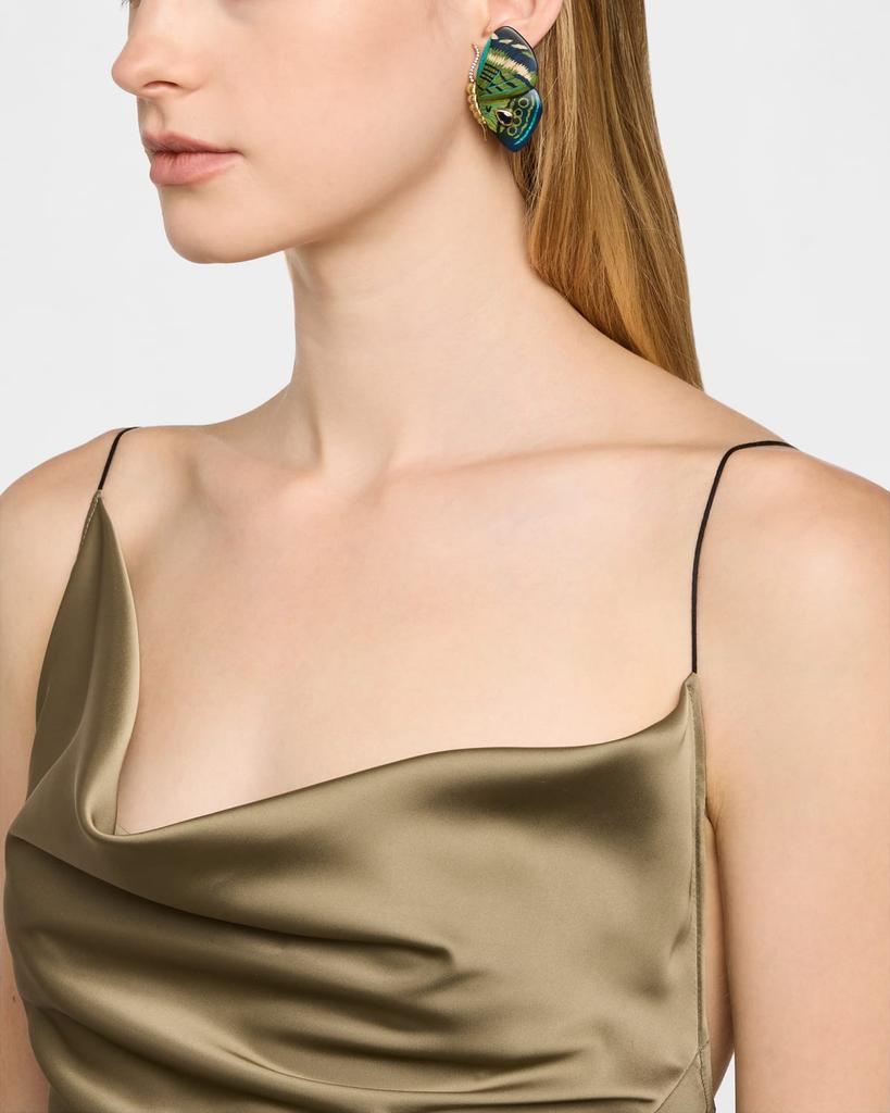 Silvia Furmanovich Butterfly Marquetry Earrings with Diamonds and Kyanite