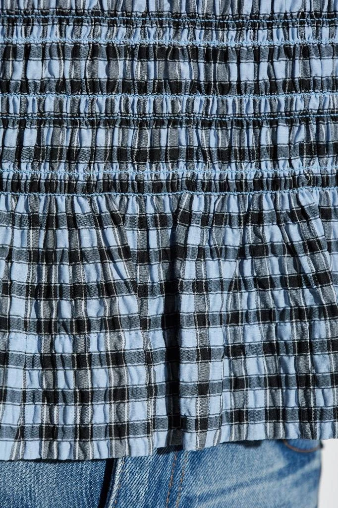 Ganni Ganni Seersucker Check Smock Tie String Top 5