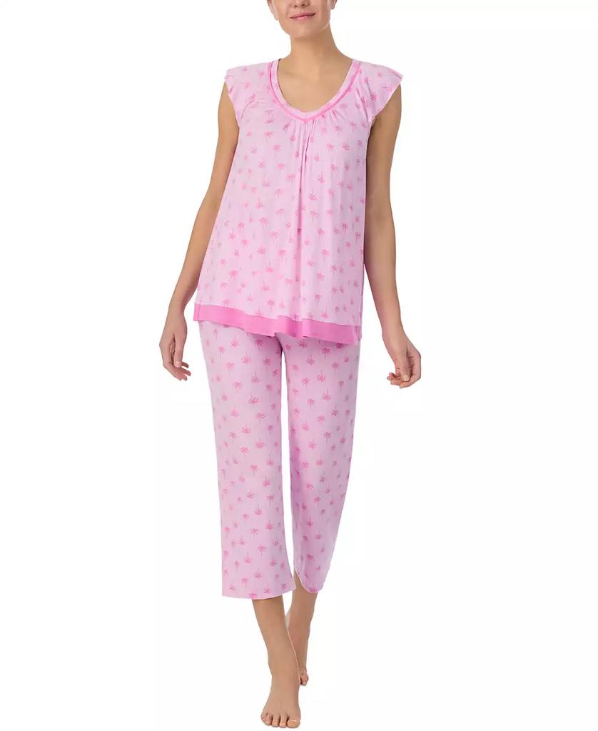 Ellen Tracy Women's Printed V-Neck Cropped Pajama Set