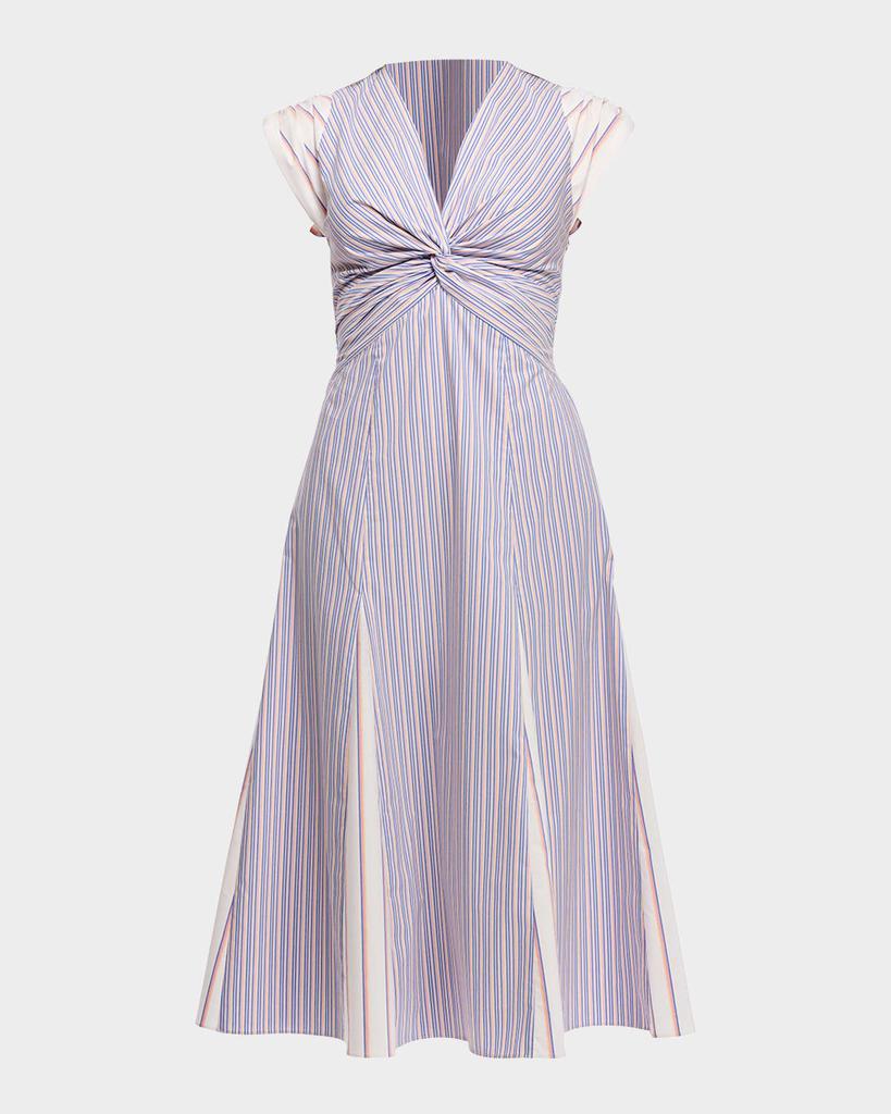 Shoshanna Avalynn V-Neck Striped Midi Dress