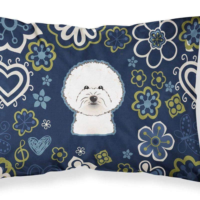 Caroline's Treasures Blue Flowers Bichon Frise Fabric Standard Pillowcase STANDARD 1