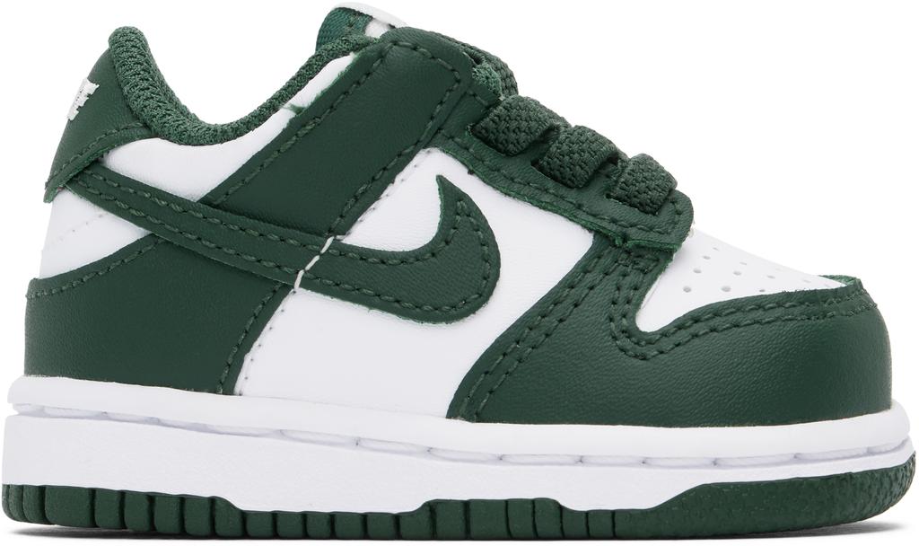 NIKE Baby Green & White Dunk Low Sneakers