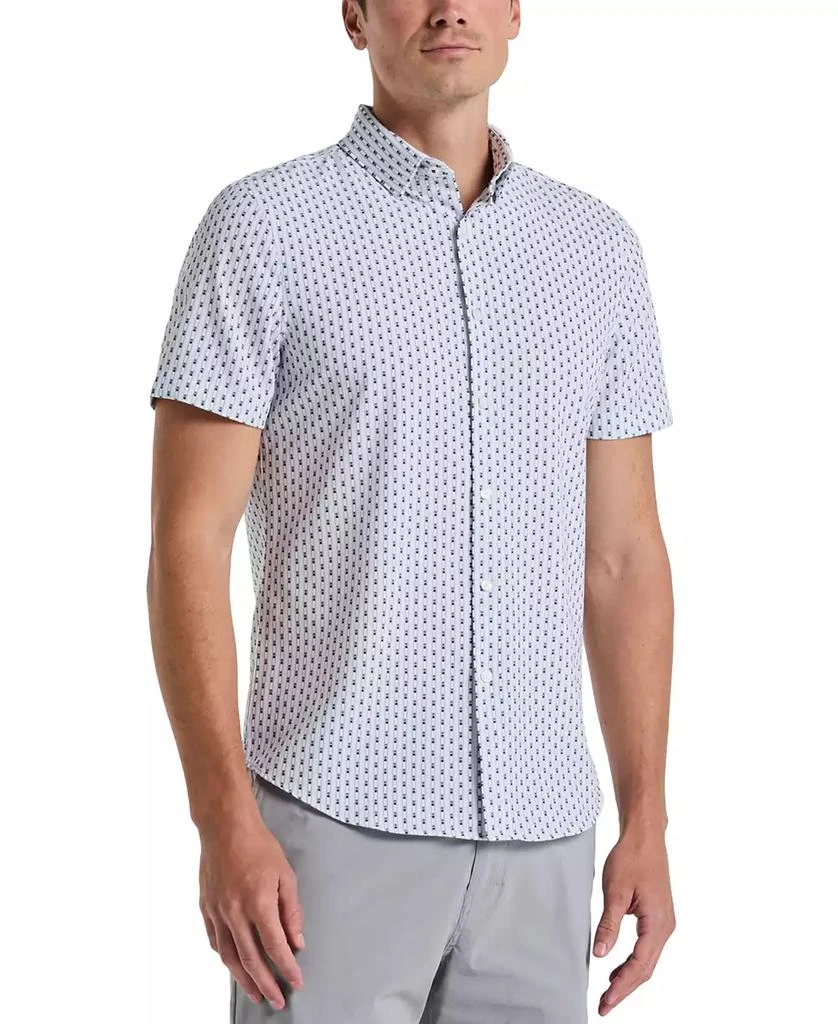 Perry Ellis Men
s Slim Fit Short Sleeve Geo Print Button-Down Shirt 1