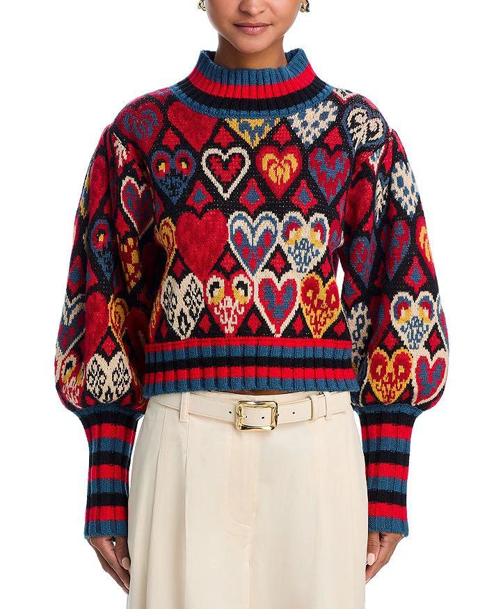 Farm Rio Hearts Ikat Rib Knit Sweater 6