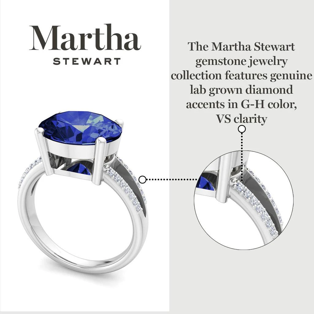 Martha Stewart 4 1/2 Carat Oval Shape Gemstone Ring with Lab Grown Diamonds in Sterling Silver, Choose Your Gemstone 6