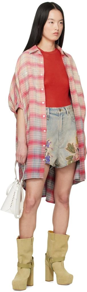 R13 Pink Plaid Oversized Boxy Shirt Minidress 4