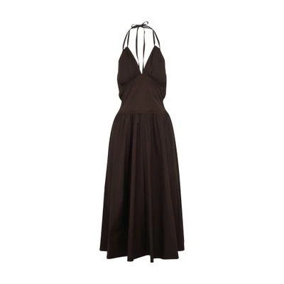 white christmas dresses Bottega Veneta Black Sleeveless Cotton Midi Dress with Twist Back and –  Sellier main image 1
