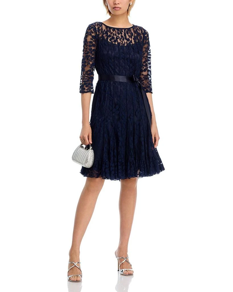 Teri Jon Leaf Lace Pintuck Dress 2
