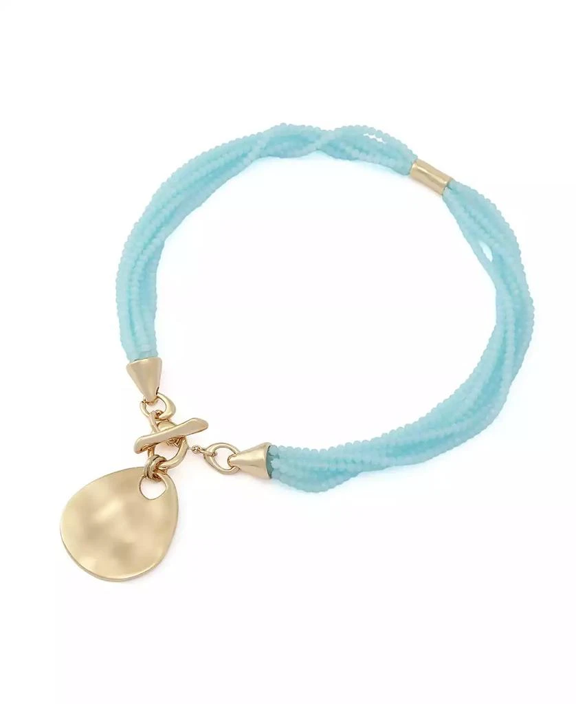 Robert Lee Morris Faux Stone Disc Pendant Seed Bead Necklace 2