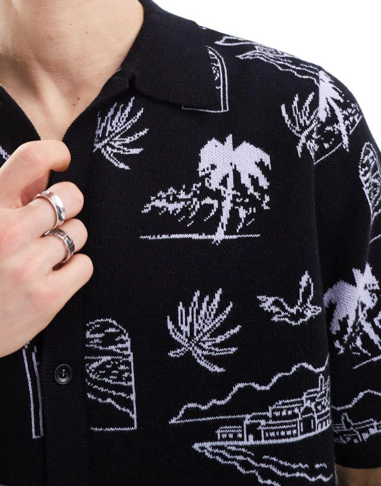 Vans Vans sorrento printed sweater polo shirt in black 4